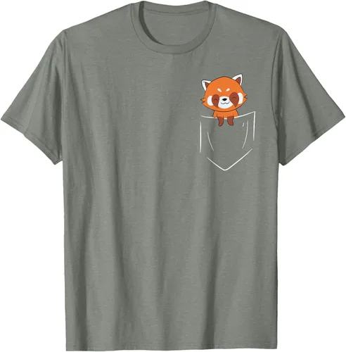 Vista 30 de Funny Red Panda In Pocket - Camiseta con bolsillo, Negro, S
