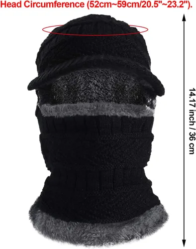 Vista 2 de Syhood Knitted Balaclava Beanie Hat Winter Neck Warmer Ski Face Cover Neck Gaiter