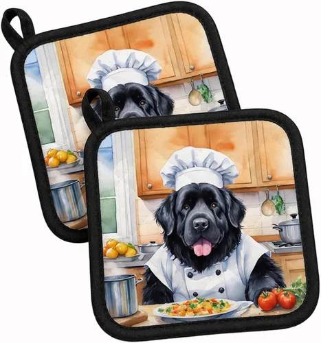 Vista 90 de Caroline's Treasures Coton de Tulear El Chef Par de Agarraderas de Ollas de Cocina Resistentes al Calor Juegos de Agarraderas de Ollas Almohadillas