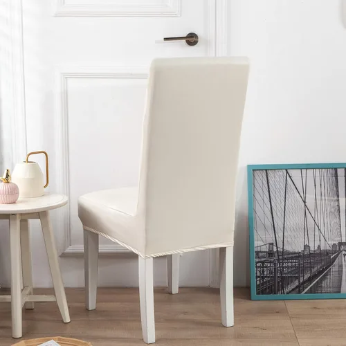 Vista 7 de FLYPARTY Funda elástica de piel sintética sólida impermeable para silla de comedor, extraíble, lavable, funda protectora para silla de comedor
