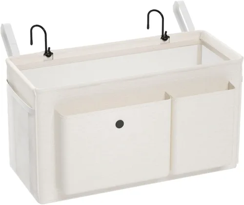 Vista 21 de Edudif Organizador de cabecera de cama de doble propósito, organizador de mesita de noche con 6 bolsillos, organizador de cama versátil con solución