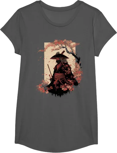 Vista 30 de Camiseta estética vintage samurái de arte japonés samurái retro cereza, Negro