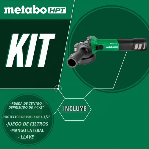 Vista 2 de Metabo HPT - Amoladora angular 4-1/2 pulgadas 12 amperios Motor sin escobillas AC Velocidad variable Mango lateral de 3 posiciones G12VE2