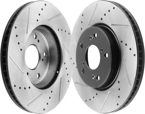 Vista 4 de Kit de pastillas de freno delantero de 11.496 in y rotores de repuesto para Honda Accord 2L 2.4L 3.5L 2013-2018 Rotor de freno de disco perforado
