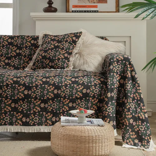 Vista 20 de vctops Fundas de sofá jacquard vintage para sofá seccional patrón de pájaros funda de sofá con flecos para perros fundas de sofá de dos plazas funda