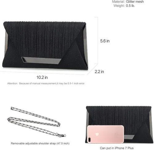 Vista 7 de AO ALI VICTORY Bolsos de mano con purpurina para mujer, bolsos de noche, embragues con solapa, sobre bolsos, bolsos grandes para bodas, fiestas