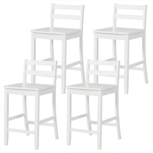 Vista 8 de ERGOMASTER Juego de 2 taburetes de bar de isla de cocina de 24 pulgadas de altura con reposapiés, taburetes de madera de goma de capacidad de 400