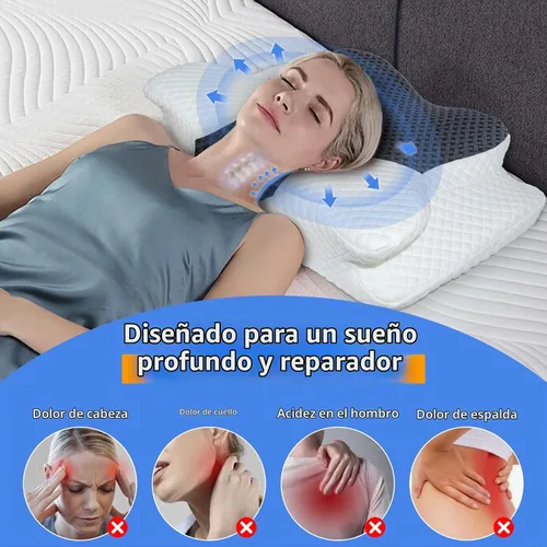 Vista 2 de Almohada cervical para el cuello para aliviar el dolor, almohada de cama de espuma viscoelástica de diseño hueco para dormir de lado y de espalda