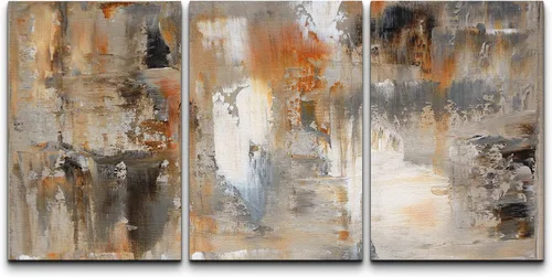 Vista 197 de wall26 Lienzo enmarcado para pared, juego de arte con trazos de pintura roja y naranja vibrante, paisaje, formas abstractas, ilustraciones, arte