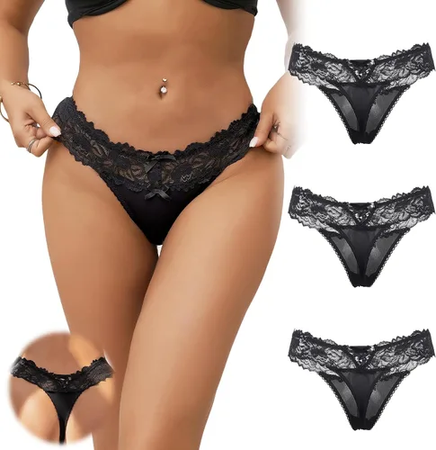 Vista 85 de ohyeah Tangas sexy de encaje tangas bragas de tiro bajo ropa interior para mujer de algodón entrepierna braga tangas bragas 4-18