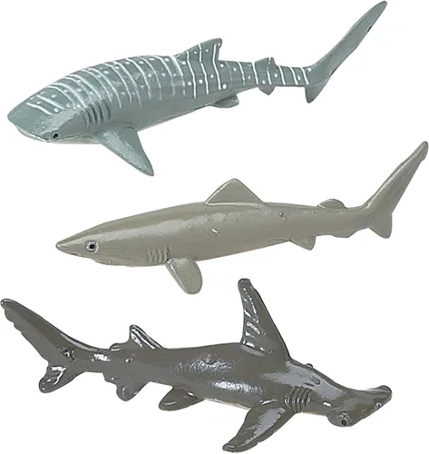 Vista 3 de Safari Ltd. Sharks TOOB - 11 mini figuras pintadas a mano incluyendo gran tiburón ballena, tiburón tigre, martillo, Mako y más - Figuras de juguete