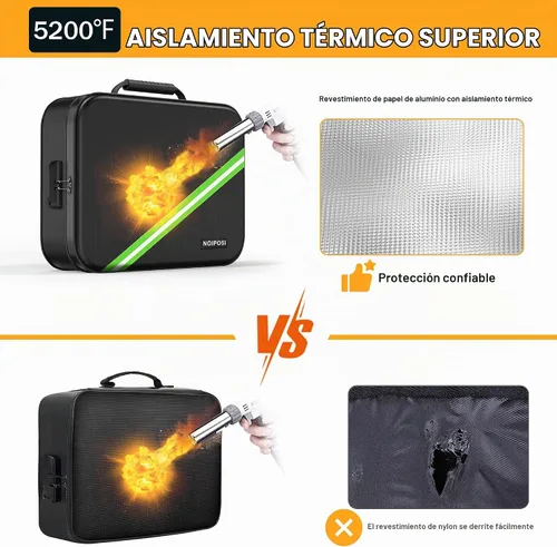 Vista 4 de Noiposi Organizador de Documentos con Aislamiento Térmico de 5200℉, Caja de Documentos Impermeable e Ignífuga con Cerradura, Caja de Almacenamiento