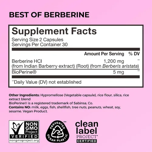 Vista 5 de HUM Mejor suplemento de berberina 1200 mg, potencia pura para el bienestar metabólico, salud intestinal, suplementos puros de berberina mejorados