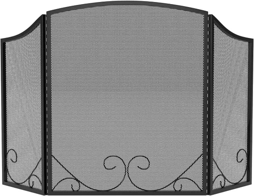 Vista 9 de Lizh Metalwork - Pantalla de chimenea de hierro forjado de 3 paneles, 48 pulgadas de largo x 29 pulgadas de alto, protector de chispas con diseño