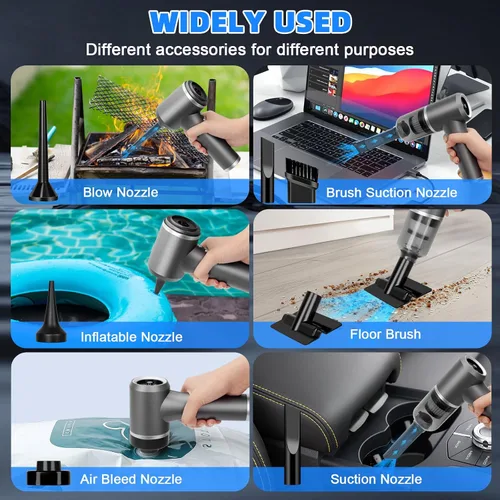 Vista 4 de Sweetone Aspiradora portátil inalámbrica para automóvil, aspiradora de 9000 Pa y plumero de aire, aspiradora de mano con luz LED y múltiples