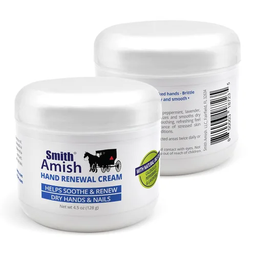 Vista 3 de Smith Amish Crema reparadora de manos tarro de 4.5 onzas más bálsamo labial orgánico de menta.