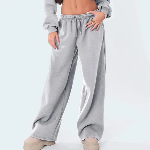 Vista 2 de XBTCLXEBCO Pantalones deportivos de pierna ancha para mujer, elásticos, de cintura alta, pierna recta, pantalones de entrenamiento holgados
