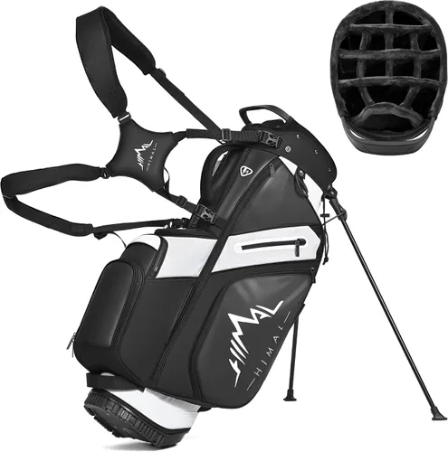 Vista 11 de UNIHIMAl Bolsa de golf de 14 vías, bolsa de golf de piel sintética para hombres y mujeres con parte superior de felpa, 10 bolsillos