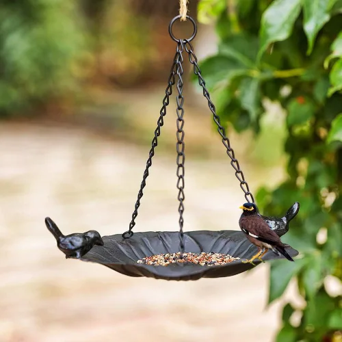 Vista 5 de Jemeni Bandeja de comedero para pájaros salvajes, plato colgante de semillas de 10.7 pulgadas para jardín, patio trasero, atrae pájaros, duradero