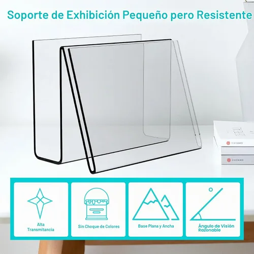 Vista 7 de Boloyo Soporte vertical de acrílico para postales, 4 x 6 pulgadas, 1 soporte transparente para tarjetas, caballete, soporte para tableta