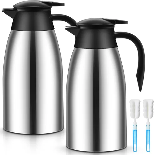 Vista 7 de 2 jarras térmicas de café de 51 onzas para mantener el calor aislado al vacío de acero inoxidable al vacío, jarra de café al vacío de doble pared