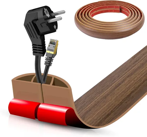 Vista 80 de Cubierta autoadhesiva para cables de suelo, gestión de cables de 3.3 pies, protector de tira de extensión para cables, evita tropiezos de cables