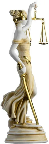 Vista 5 de Estatua de la diosa griega antigua Themis, figura ciega de la justicia, hecha a mano, escultura de abogado, regalo con acabado dorado, 13.8 pulgadas