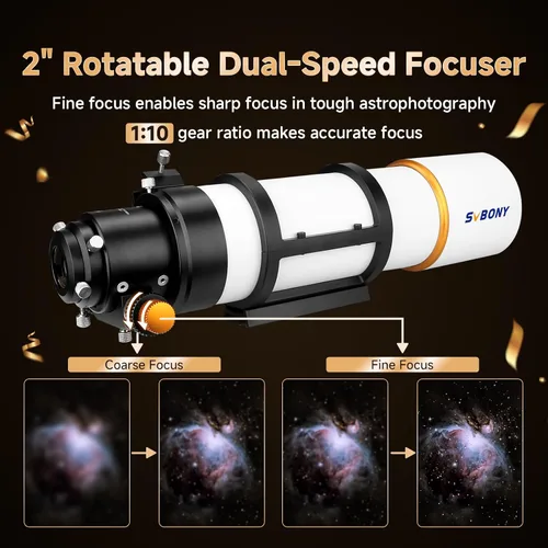 Vista 4 de SVBONY SV48P Telescopio, Apertura de 90mm F5.5 Refractor OTA para Adultos Principiantes, Telescopio para Astrónomos Adultos y Principiantes