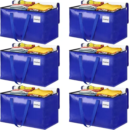 Vista 8 de Bolsas de mudanza extra grandes, bolsas de almacenamiento con asas de estudio y cremalleras resistentes, suministros de mudanza para mudanza