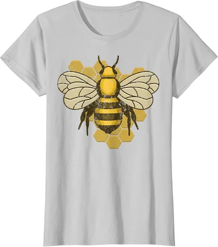 Vista 57 de Retro Beekeeper Beekeeper Honey Bumblebee Vintage Saves Bees T-Shirt Asphalt Grey