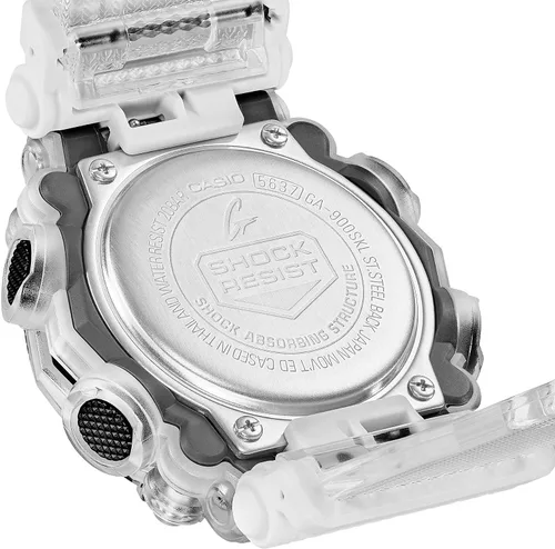 Vista 6 de G-Shock GA900SKL-7A Reloj de la serie esqueleto de ondas sonoras color blanco Blanco transparente