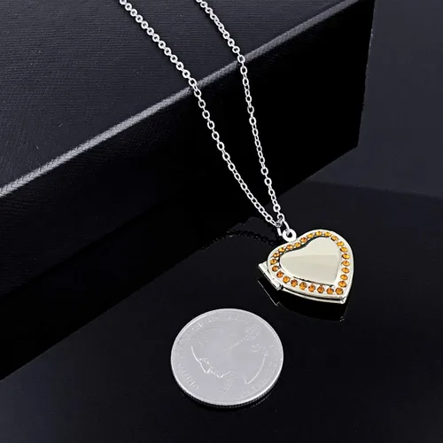Vista 4 de POWER WING Collar con medallón de corazón de circonita cúbica con piedra natal de enero y diciembre que sostiene fotos con medallones de memoria 18