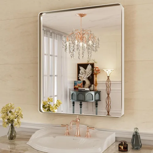 Vista 67 de WEER - Espejo de baño con luces LED, 50x70cm, espejo de tocador montado en la pared, 3 colores regulables, almohadilla antiempañante retroiluminada