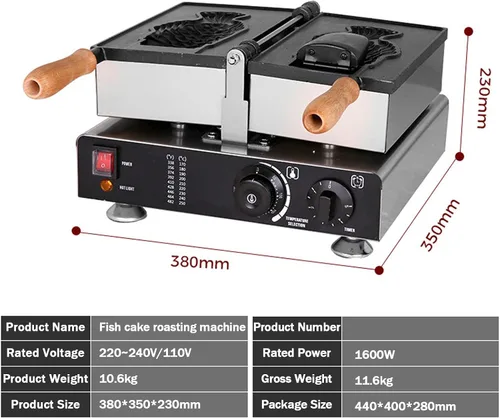 Vista 2 de Taiyaki - Plancha para hacer gofres de pescado, máquina eléctrica Taiyaki, máquina para hacer gofres de mermelada o helado de uso comercial