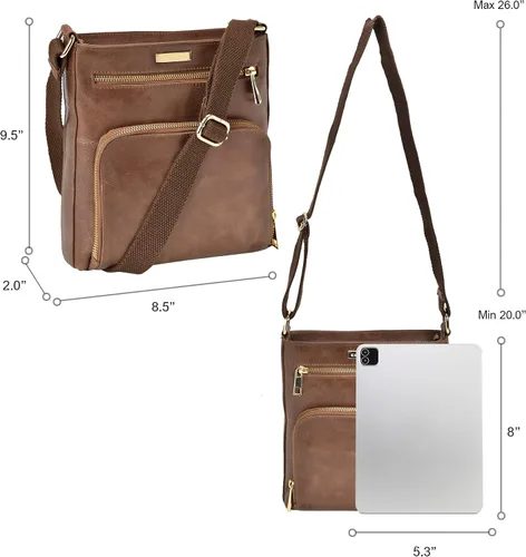 Vista 2 de ESTALON Bolsos cruzados de cuero para mujer - Bolsos cruzados de moda - Bolso cruzado de cuero para mujer - Bolso bandolera para mujer