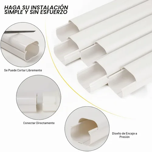 Vista 4 de BEWAVE Kit de cubierta de mini línea dividida de 3 pulgadas y 10 pies, kit de cubierta decorativa de tubería de PVC para mini aire acondicionado