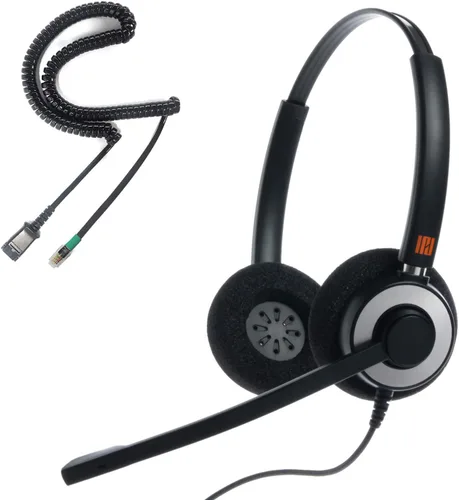 Vista 9 de IPD IPH-160 Auriculares para teléfono con micrófono con cancelación de ruido para oficina y centro de llamadas. Compatible con todos los teléfonos