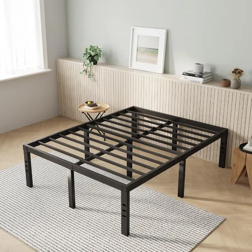Vista 18 de Novilla Base de cama tamaño Queen, base de cama con plataforma de metal de 14 pulgadas tamaño Queen con espacio de almacenamiento debajo de la cama
