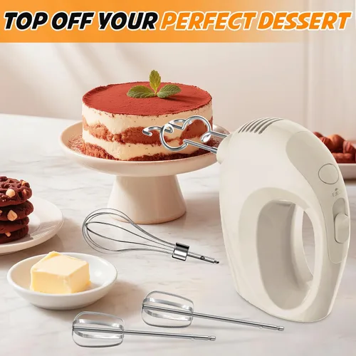 Vista 2 de Mezclador de mano eléctrico de mano – Mezclador de cocina portátil de 7 velocidades eléctrico con 5 accesorios de acero inoxidable, batidor