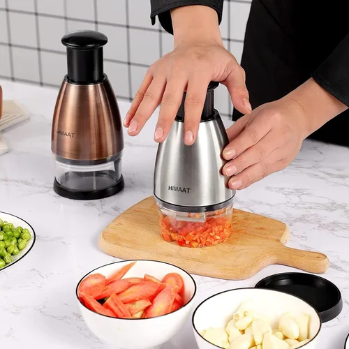 Vista 2 de Cortador manual de verduras – Picador manual de acero inoxidable eficiente para cebollas, ajo, tomates, nueces, hierbas, ensalada. Accesorio