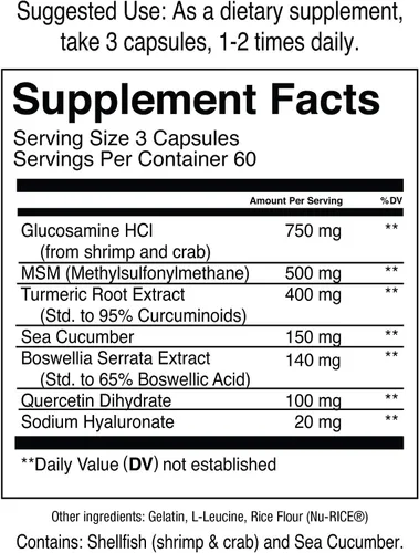 Vista 2 de Jocko Fuel Suplemento para Apoyo Articular - Glucosamina MSM para Dolor Articular, Movilidad y Flexibilidad con Cúrcuma y Boswellia (180 Cápsulas)
