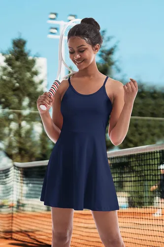 Vista 2 de Fengbay Women Tennis Dress Golf Dress Workout Dress with Built in Bras & Shorts Athletic Dresses for Women