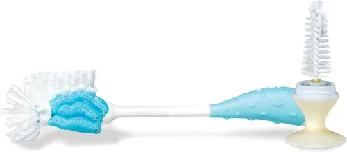 Vista 5 de Nuby Cepillo 2 en 1 para biberón con soporte, cerdas de nailon suave, apto para lavavajillas, herramienta de limpieza de biberones y pezones