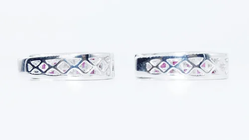 Vista 4 de Pendientes de plata de ley con diamantes y piedras preciosas para mujer Plata de ley Gema rubí diamante