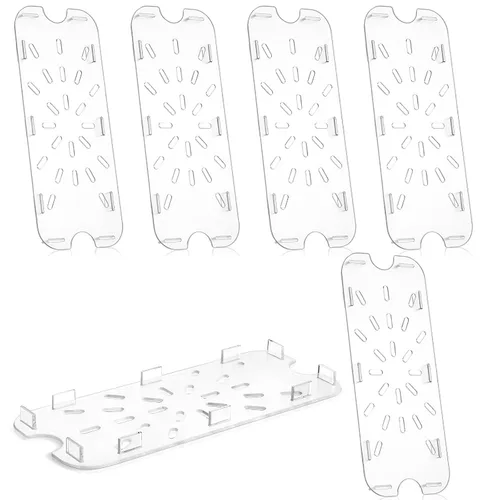 Vista 10 de Zubebe 6 piezas de estante de drenaje de plástico para tamaño bandeja de alimentos transparente rejilla de plástico acrílico bandejas de drenaje