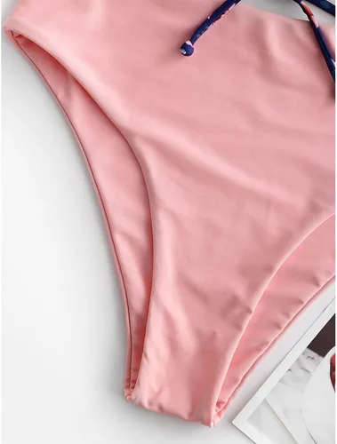 Vista 5 de ZAFUL Traje de baño de dos piezas con diseño de teñido anudado para mujer