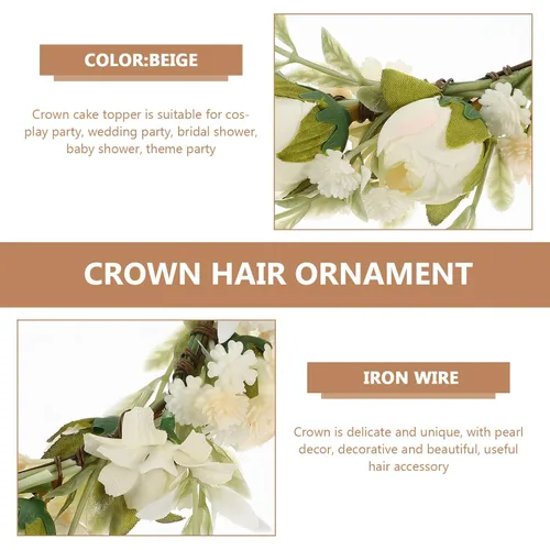 Vista 3 de FOMIYES Flower Headband Simulated Rose Flowers Elegant Hair Accessories for Weddings Parties and Photography for Brides and Bridesmaids
