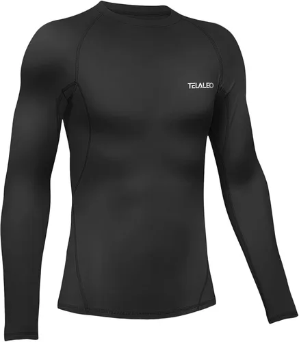 Vista 2 de TELALEO Camiseta de compresión térmica para niños y niñas, manga larga, forro polar, capa base, camiseta deportiva de fútbol