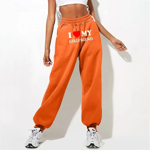 Vista 2 de I Love My Girlfriend - Pantalones deportivos para mujer, de cintura alta, holgados, casuales, para entrenamiento, pantalones largos