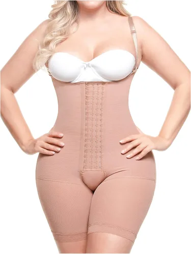 Vista 9 de Sonryse Fajas Colombianas Postparto Tummy Tuck Post Surgery Compression Bodysuit Garment for Women Beige-Mid Longitud del muslo-047bf